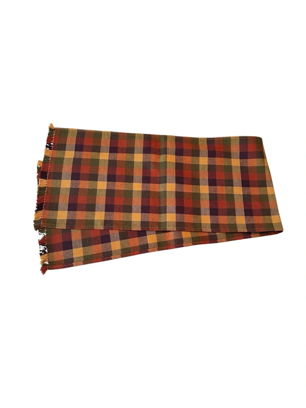 VTG Woven Table Runner Tartan Buffalo Plaid Cottagecore 90s Fall Thanksgiving